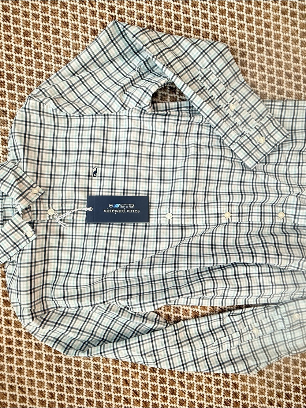Vineyard Vines Blue and White Plaid Button-Down Shirt